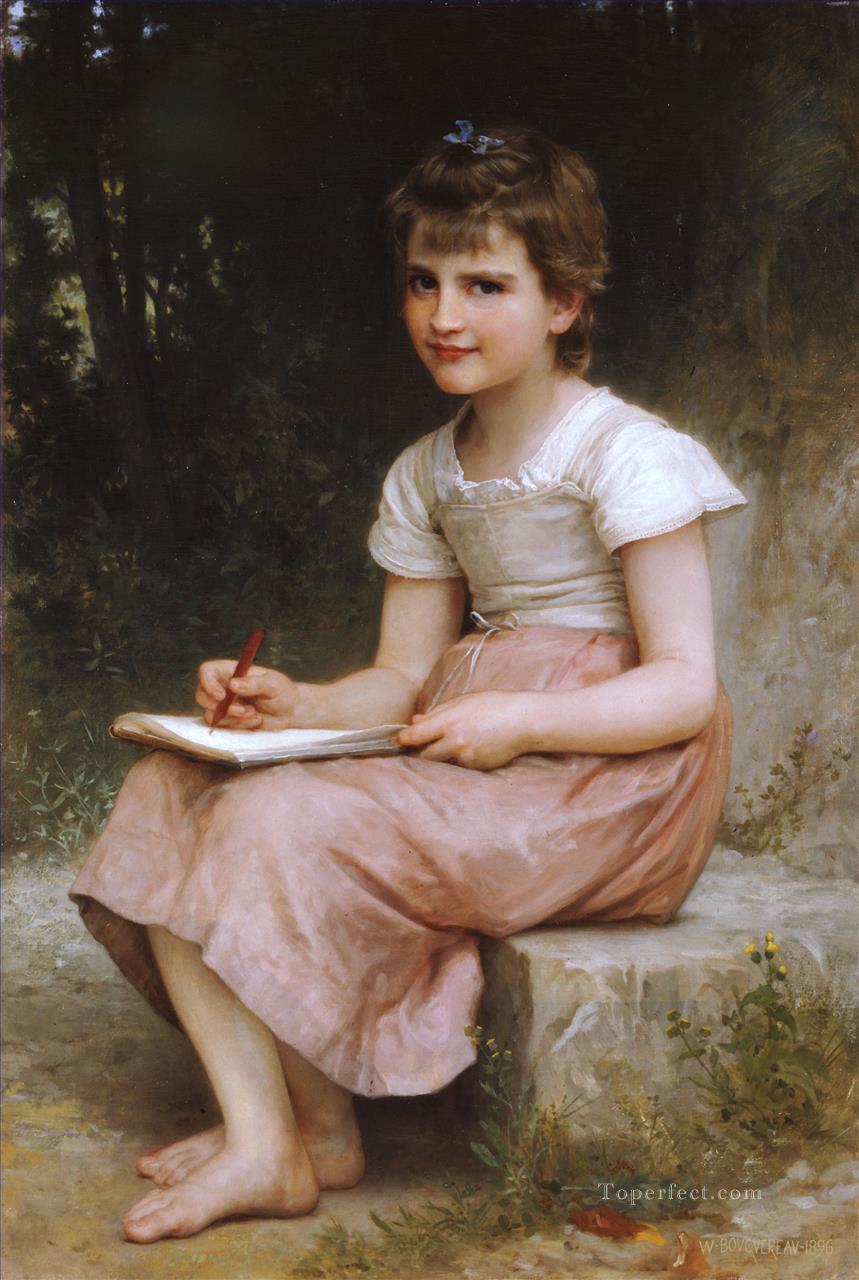 Une vocation 1896 Realism William Adolphe Bouguereau Oil Paintings